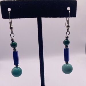 NWT hand-made malachite, lapis, and turquoise earrings